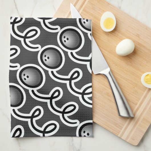 ボーパーソナライズされたリング用ボウリングをする人、 クリケットの投手 キッチンタオル (四つ折り)