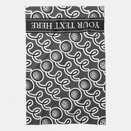 ボーパーソナライズされたリング用ボウリングをする人、 クリケットの投手 キッチンタオル (縦)