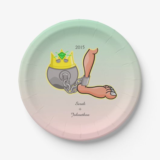 ボーパーソナライズされたル及びチェーン結婚式の引き出物 ペーパープレート (正面)