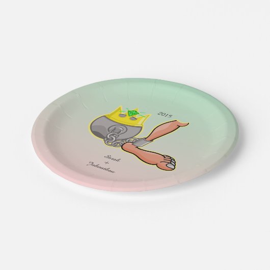 ボーパーソナライズされたル及びチェーン結婚式の引き出物 ペーパープレート (アングル)