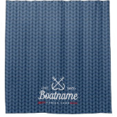 ボーパーソナライズされた航海のト名ニット模様 シャワーカーテン (正面)