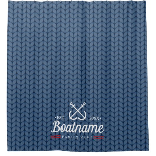 ボーパーソナライズされた航海のト名ニット模様 シャワーカーテン (正面)