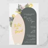 ボービーチベビーオンボードベビーシャワー 箔招待状 (正面)