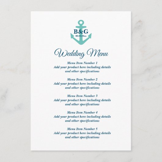 ボーファンシート結婚いかりロ航海のゴ付きのメニュー メニュー (正面)