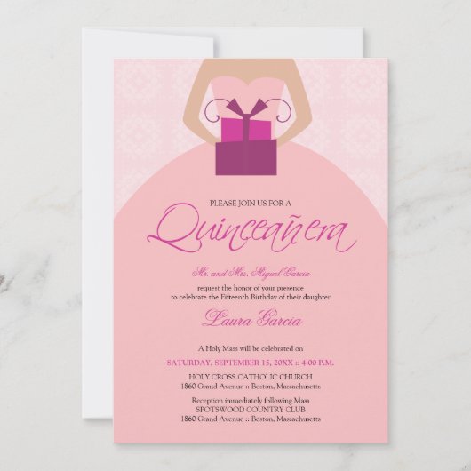 ボーファンシールガウンキンセアニェラ招待状（ピンク） 招待状 (正面)