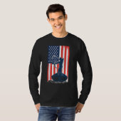 ボーフィッシングアメリカ国旗の魚の弓狩り Tシャツ (正面フル)