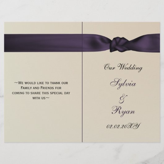 ボーフェイクアメジスト紫の結婚式プログラム (正面)