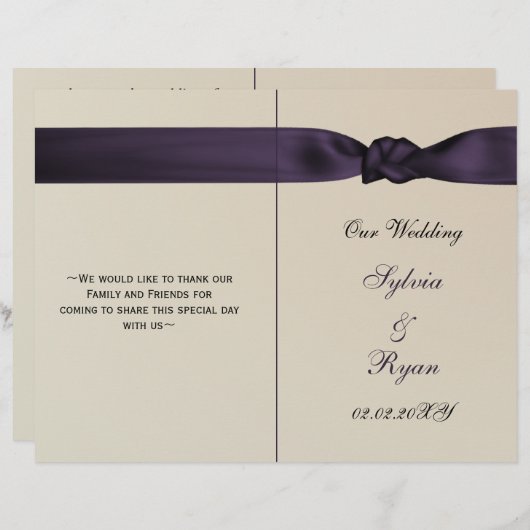 ボーフェイクアメジスト紫の結婚式プログラム (正面/裏面)