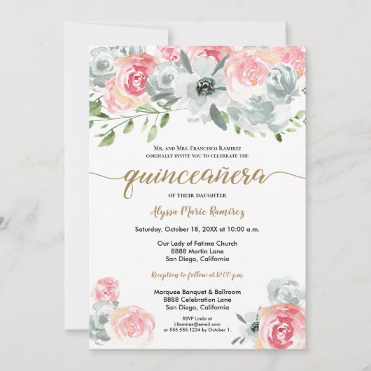 ボーフェミニンウォーター色フローラキンセアニェラ 招待状 (正面)