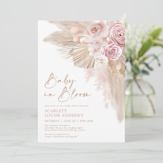 ボーフェミニンーベビーイン開花パンパスフローラシャワー 招待状 (スタンド正面)