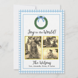 ボーフォトクリスマスカード付きブループレイドリース 案内状