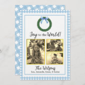 ボーフォトクリスマスカード付きブループレイドリース 案内状 (正面/裏面)