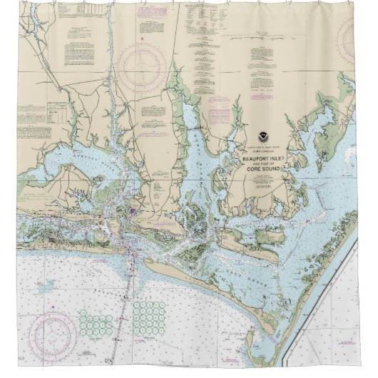 ボーフォートの入り江とコアのサウンドチャートの一部 シャワーカーテン (正面)