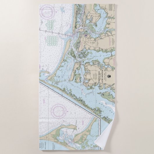 ボーフォートの入り江とコアのサウンドチャートの一部 ビーチタオル (正面)