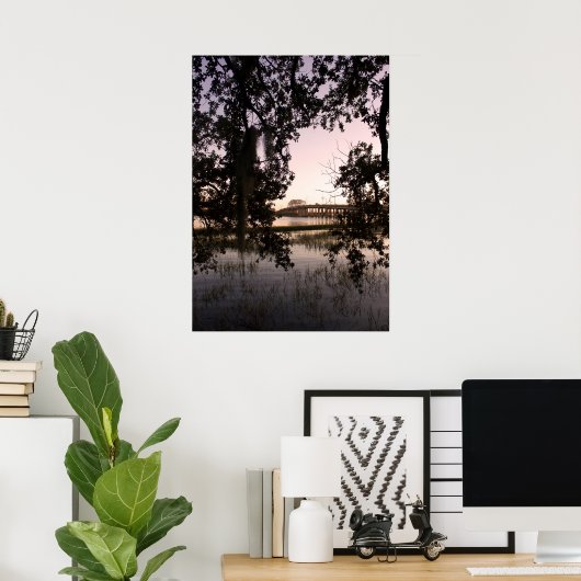 ボーフォートポスターの日没の森の記念橋 ポスター (ホームオフィス)