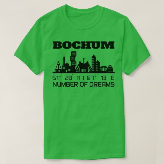 ボーフムの空撮 GPS 座標 夢の都市 Tシャツ (デザイン正面)