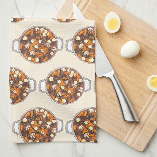 ボーフ・ブルギニョン牛ブルゴーニュ・シチューフランスの食品 キッチンタオル (四つ折り)