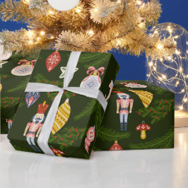 ボーブルと木製の兵士のクリスマスパターン ラッピングペーパー