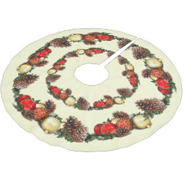 ボーブルと松のコーンのクリスマス ブラッシュドポリエステルツリースカート