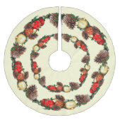 ボーブルと松のコーンのクリスマス ブラッシュドポリエステルツリースカート (正面)