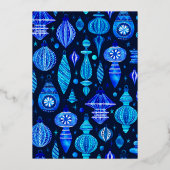 ボーブルクリスマスディナーウォーターカラーネイビーブルー 箔招待状 (裏面)