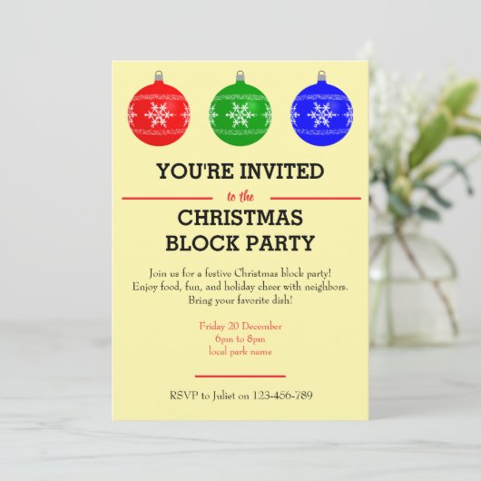 ボーブルクリスマスブロックパーティの招待状 招待状 (スタンド正面)