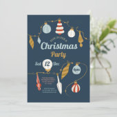 ボーブルクリスマス招待状ヴィンテージ金ゴールドネイビー 招待状 (スタンド正面)