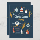 ボーブルクリスマス招待状ヴィンテージ金ゴールドネイビー 招待状 (正面/裏面)