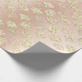 ボーブルズピンクローズメタリック金ゴールドコテージ休日 ラッピングペーパー (角)