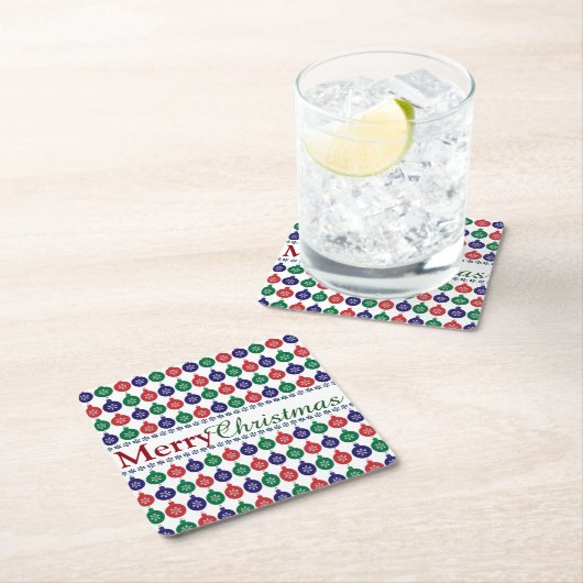 ボーブルパターンクリスマス スクエアペーパーコースター (インサイチュ)