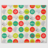 ボーブルレッドグリーンニュートラルパターンクリスマス写真 ラッピングペーパー (フラット)