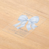 ボーブルーエレガントブライダルシャワー アクリル招待状 (レイダウン)