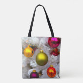 ボーブル付き白いクリスマスツカラフルリー トートバッグ (裏面)