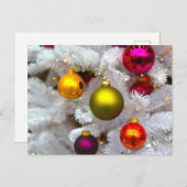ボーブル付き白いクリスマスツカラフルリー ポストカード (正面/裏面)