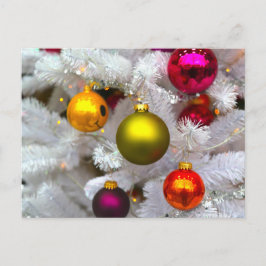 ボーブル付き白いクリスマスツカラフルリー ポストカード