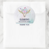 ボーホアニマルスカルと蝶誕生日 ラウンドシール (バッグ)