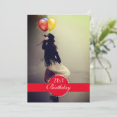 ボーホウィメンハットバルーン21歳の誕生日パーティー 招待状 (スタンド正面)