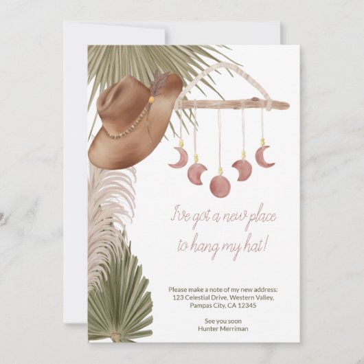 ボーホウェスタン新しい場所つるハット移動 案内状 (正面)