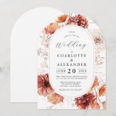 ボーホウェディング テラコッタ ラスト フラワーズ 招待状 (正面/裏面)