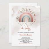 ボーホウォーターカラーパステルカラーレインボーフローラガール 招待状 (正面/裏面)