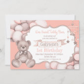 ボーホウォーターカラーベアベビー誕生日の招待 招待状 (正面)