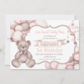 ボーホウォーターカラーベアベビー誕生日の招待 招待状 (正面)