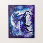 ボーホウォーター威厳のあるカラーブルーユニコーンUnicorn Under Starry ジグソーパズル (縦)