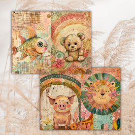 ボーホウォーター色カラフル動物ジャンクジャーナル