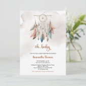 ボーホウォーター色パステルカラーのドリームキャッチャー女の子 招待状 (スタンド正面)