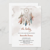 ボーホウォーター色パステルカラーのドリームキャッチャー女の子 招待状 (正面/裏面)