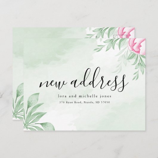 ボーホウォーター色ユーカリ新しいアドレス移動 案内ポストカード (正面/裏面)
