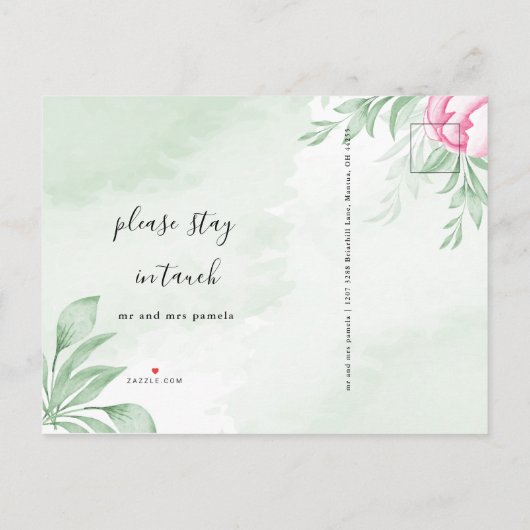 ボーホウォーター色ユーカリ新しいアドレス移動 案内ポストカード (裏面)