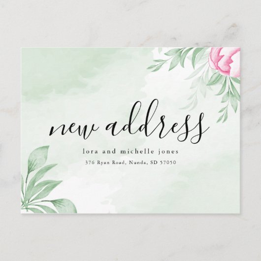 ボーホウォーター色ユーカリ新しいアドレス移動 案内ポストカード (正面)