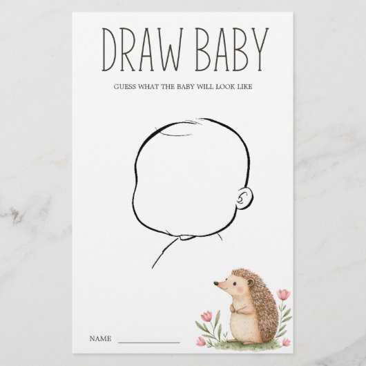 ボーホウッドランド動物赤ちゃんシャワー描画ベビーゲーム チラシ (正面)